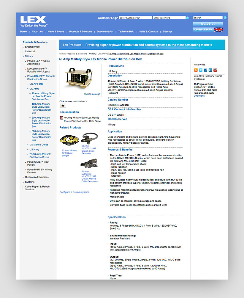 Lex Products Web Page
