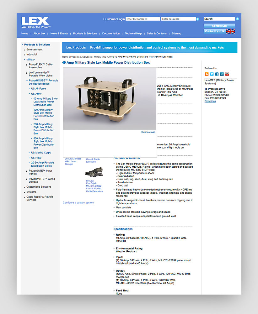 Lex Products Web Page